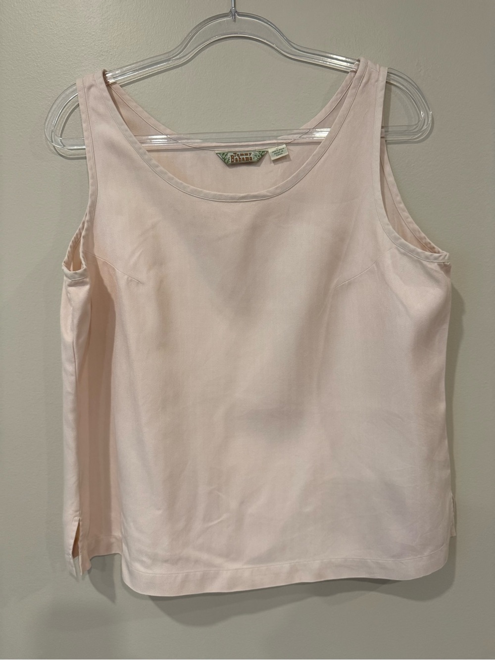 Tommy Bahama Pale Pink 100% Silk Sleeveless Tank Top Vintage 90s